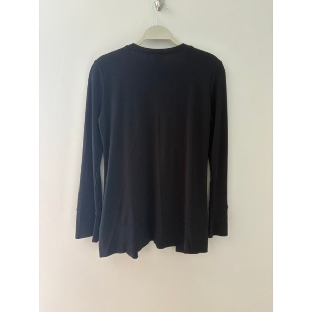 Anne Klein AK Womens Black Open Front Cardigan Pick Stitch Detail Size M - Picture 2 of 4